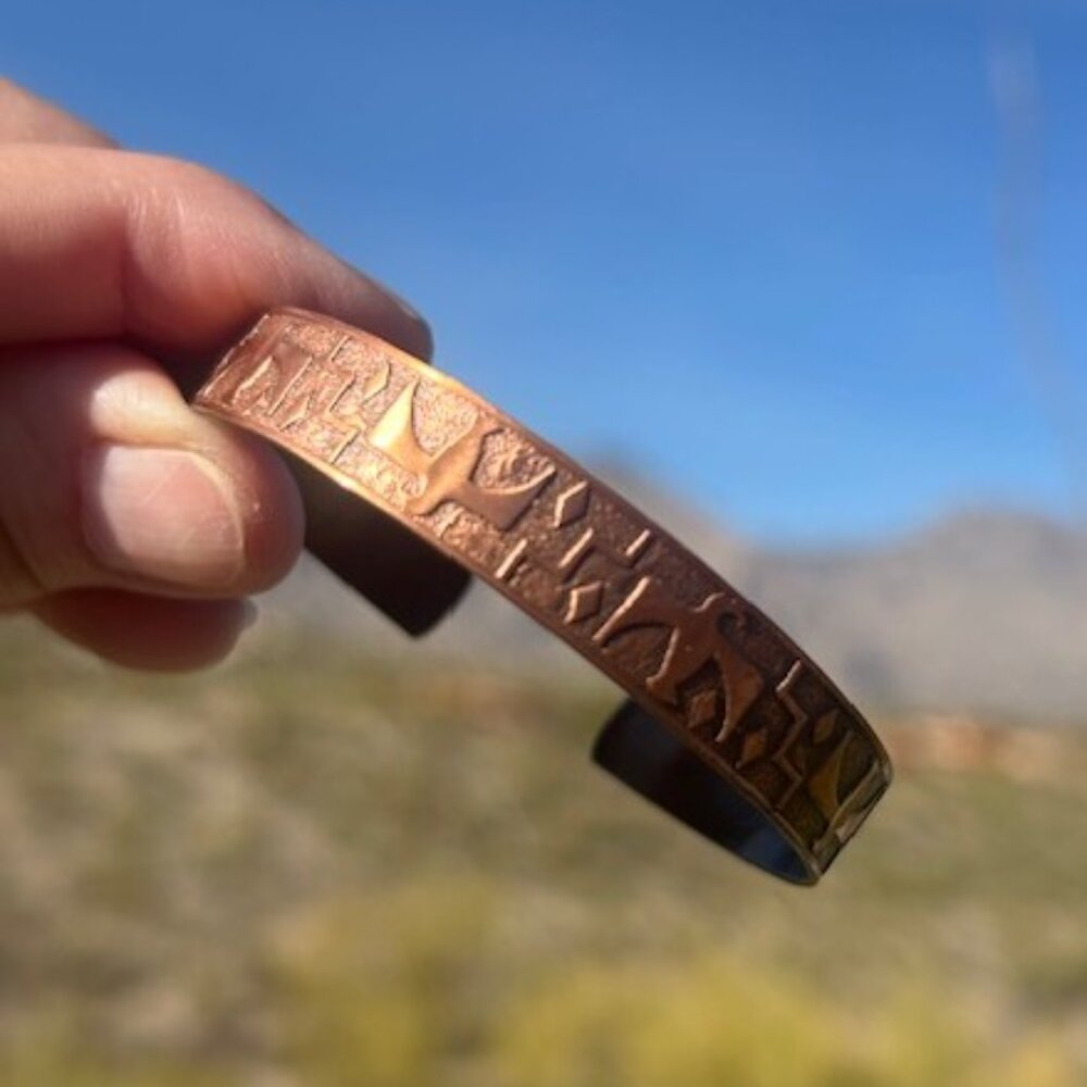 Solid Copper Thunderbird Embossed Cuff Bracelet - image 2